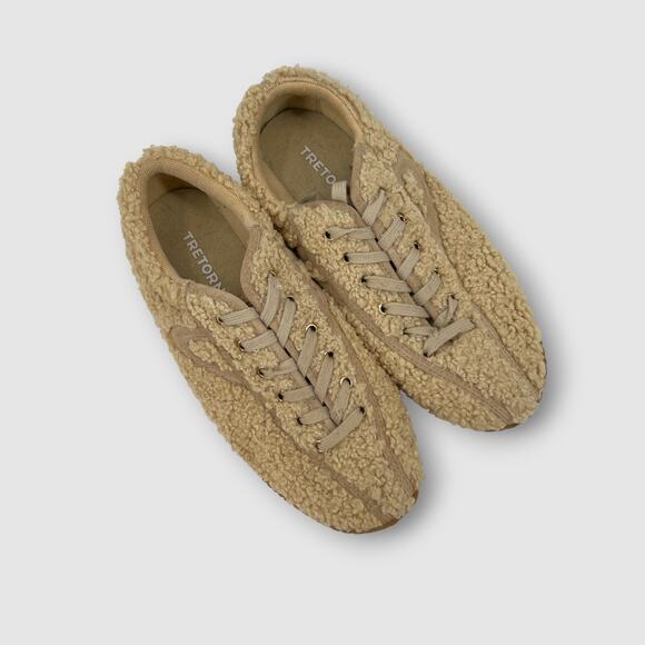 Tretorn Nylite Plus Sherpa Sneakers Beige Teddy Fleece Low Top Shoes Size 8 - Picture 7 of 7